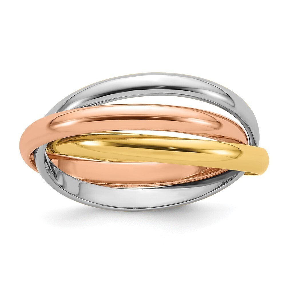 Kazi Luxury 14k Tri-color Polished Rolling Ring